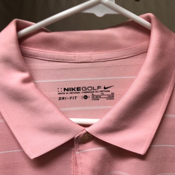 Pink and white striped Nike Golf Polo Shirt - Picture 2 of 6